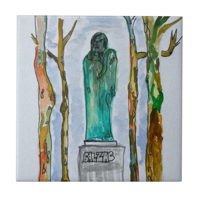 Azulejo De Cerámica Estatua de Balzac por Rodin| París, Francia (Frente)