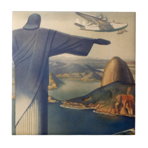 Azulejo De Cerámica Estatua de Cristo Redentor, Río de Janeiro, Brasil