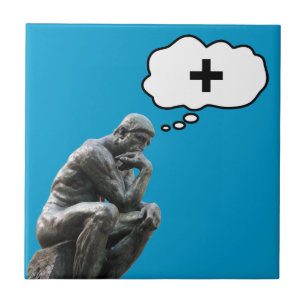 Azulejo De Cerámica Estatua de El Pensador de Rodin - Piensa Positivo