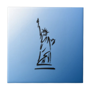 Azulejo De Cerámica Estatua de la Libertad Azul