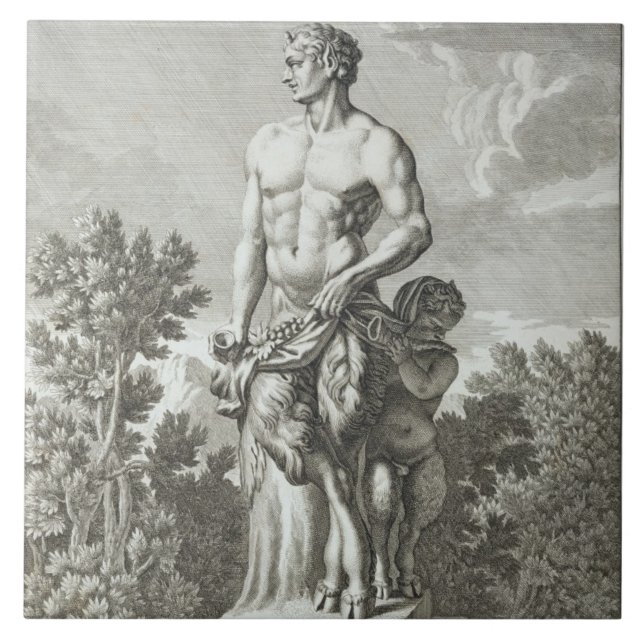 Azulejo De Cerámica Estatua de un sátiro en Versalles, 1675, de 'Vues (Frente)