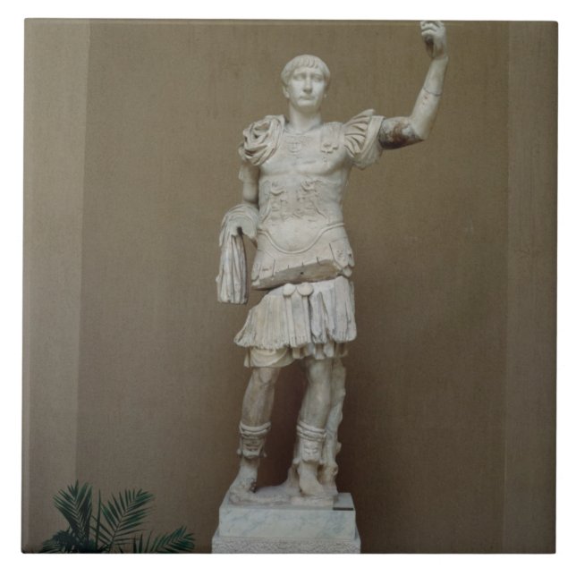 Azulejo De Cerámica Estatua del emperador Trajan (ANUNCIO 53-117) (Frente)