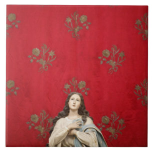 Azulejo De Cerámica Estatua en una iglesia de Spaccanapoli, Nápoles d