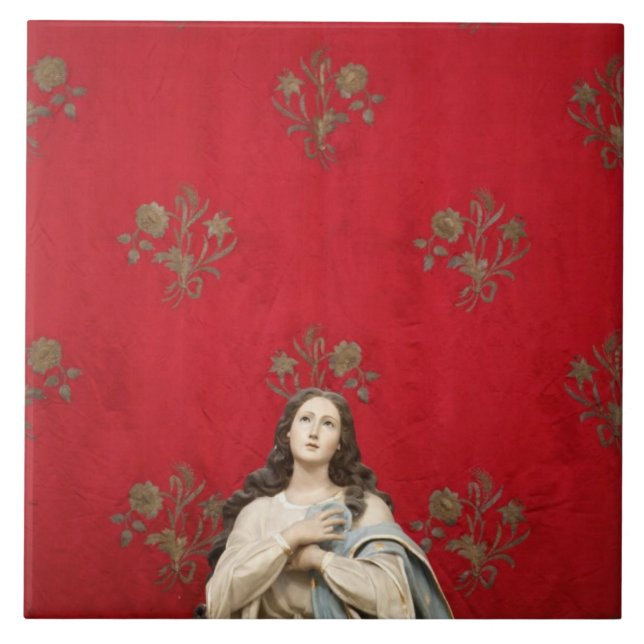 Azulejo De Cerámica Estatua en una iglesia de Spaccanapoli, Nápoles de (Frente)