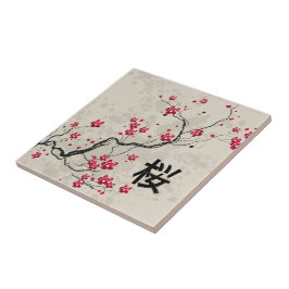 Azulejo De Cerámica Estilo oriental Sakura Cherry Blossom Art
