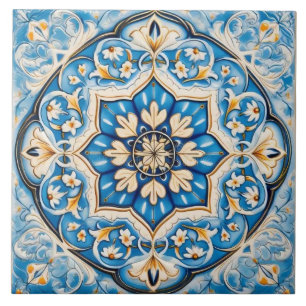 Azulejo de cerámica - Estilo Persa Blanco Azul Bei