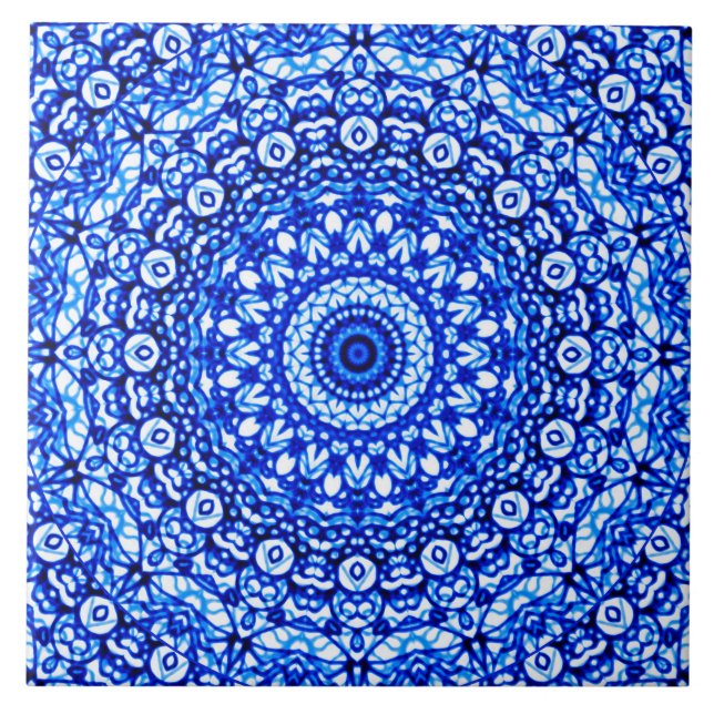 Azulejo De Cerámica Estilo Tile Mandala Mehndi G403 (Frente)