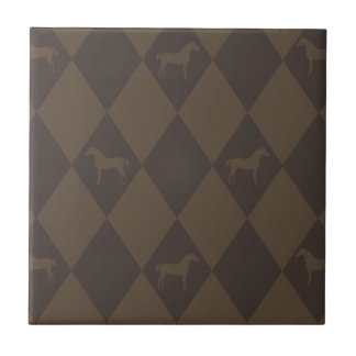 Azulejo De Cerámica Estiloso patrón de caballo de Harleqiun Brown