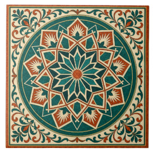 Azulejo de cerámica estrella andaluza de terracota