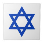 Azulejo De Cerámica Estrella Azul de David<br><div class="desc">Puedes cambiar el fondo blanco para este diseño azul de la Estrella de David. Si desea agregar un mensaje de texto,  intente el color 0038B8.</div>