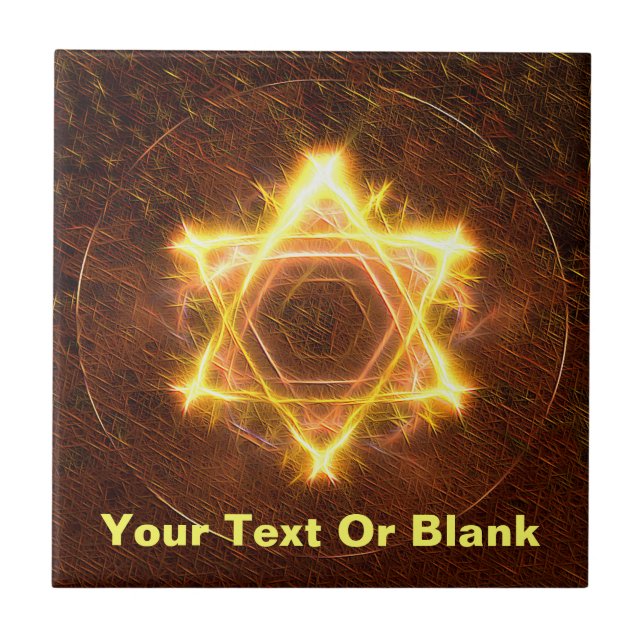 Azulejo De Cerámica Estrella De Fuego De David (Frente)