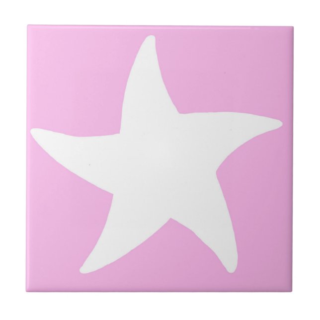 Azulejo De Cerámica Estrella de Mar Rosa (Frente)