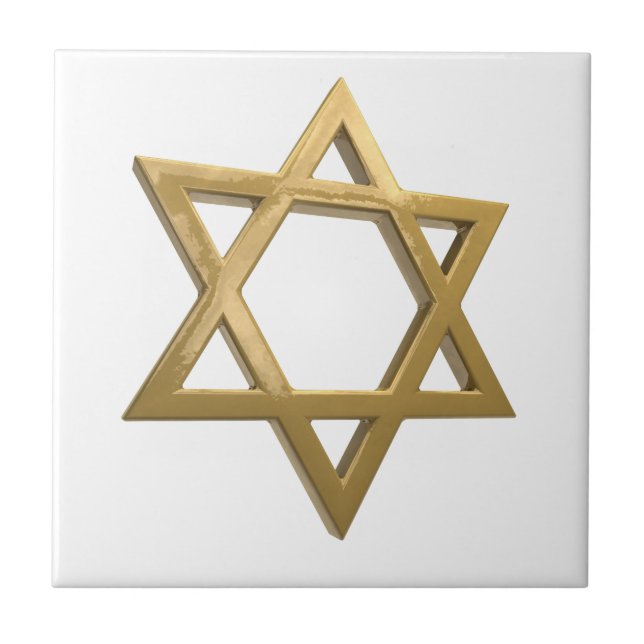 Azulejo De Cerámica estrella de oro chanukkah de david (Frente)
