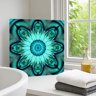 Azulejo De Cerámica Estrella floral Tile geométrico turquesa Verde azu