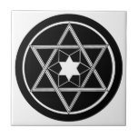 Azulejo De Cerámica Estrella redonda de David<br><div class="desc">Estrella de David en blanco y negro en círculo.</div>