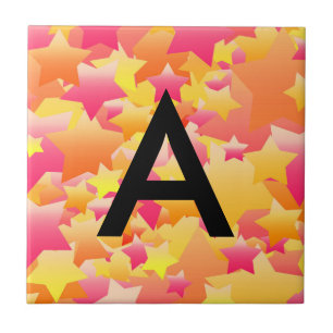 Azulejo De Cerámica Estrellas de burbujas Sherbet con mosaico numerado