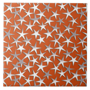 Azulejo De Cerámica Estrellas de la plata en el cobre