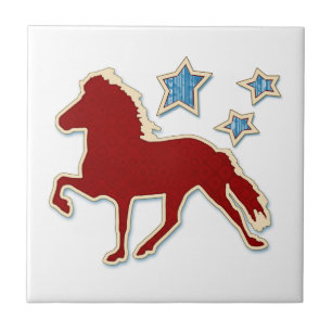 Azulejo De Cerámica Estrellas de los caballos islandeses