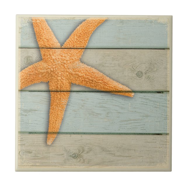 Azulejo De Cerámica Estrellas de mar anaranjadas (Frente)