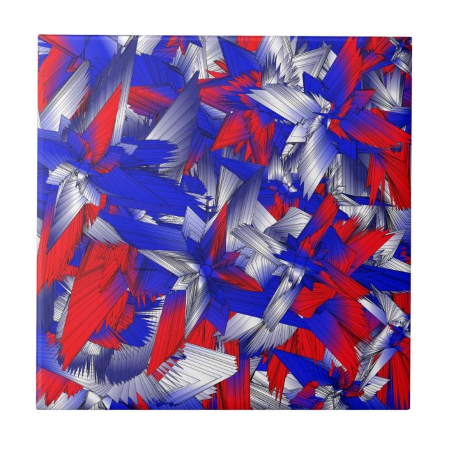 Azulejo De Cerámica Estrellas Rojas Blancas y Azules (Frente)