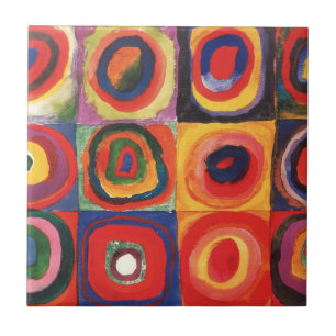Azulejo De Cerámica Estudio de color de Kandinsky Cuadrados Círculos A