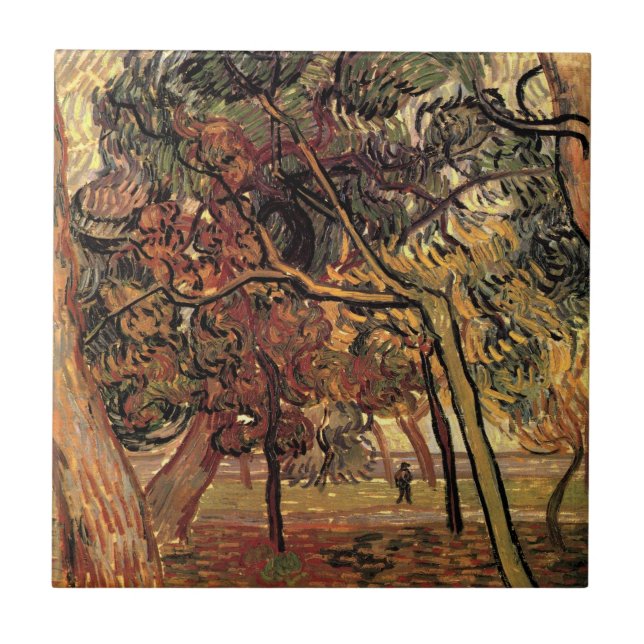 Azulejo De Cerámica Estudio de Pinos por Vincent van Gogh (Frente)