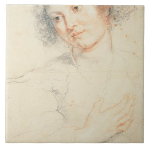 Azulejo De Cerámica Estudio del jefe de St. Apollonia (dibujo)