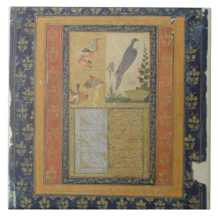 Azulejo De Cerámica Estudio y caligrafía, Golconda, Andhra Prade del