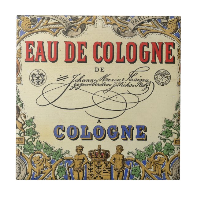 Azulejo De Cerámica Etiqueta romántica de perfume parisino (Frente)