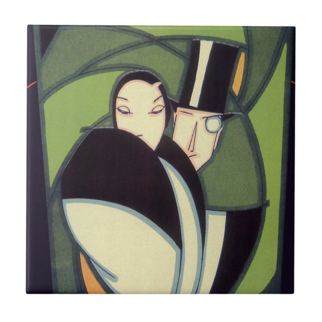 Azulejo De Cerámica Etiqueta Vegetable de topper, romance Art Déco (Frente)