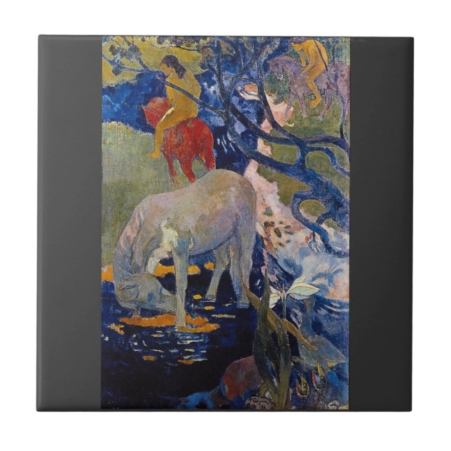 Azulejo De Cerámica Eugène Enrique Paul Gauguin - el caballo blanco (Frente)