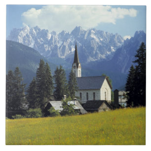 Azulejo De Cerámica Europa, Austria, Gosau. La aguja de la iglesia