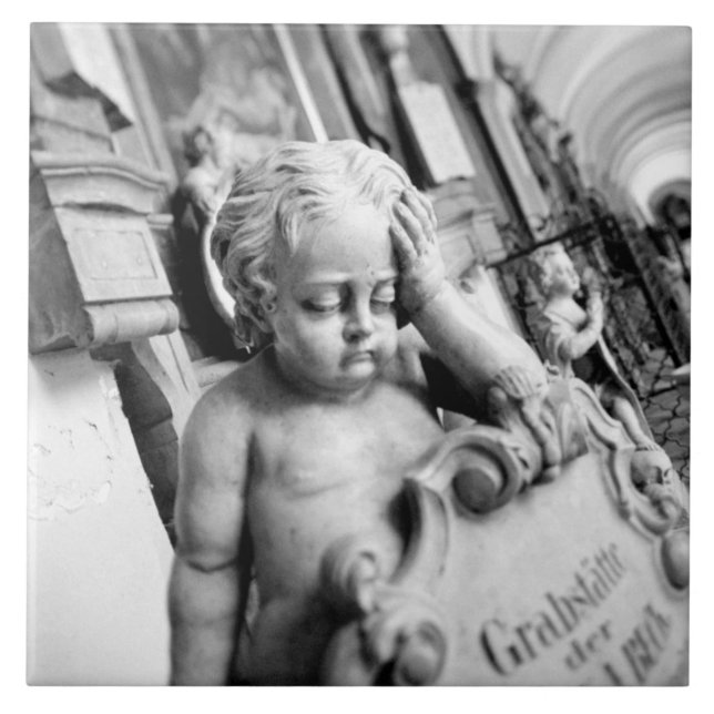 Azulejo De Cerámica Europa, Austria, Salzburgo. Cherub y monumento 3 (Frente)