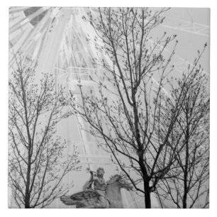 Azulejo De Cerámica Europa, Francia, París. Estatua y Noria,