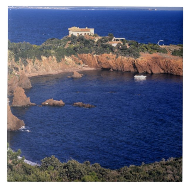 Azulejo De Cerámica Europa, Francia, Theoule-sur-Mer. Un tejado de tej (Frente)