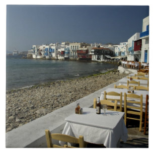 Azulejo De Cerámica Europa, Grecia, Mykonos. Vistas del litoral