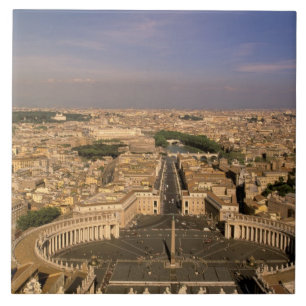 Azulejo De Cerámica Europa, Italia, Roma, El Vaticano. Vista desde S.