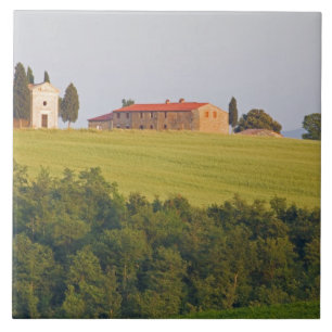 Azulejo De Cerámica Europa; Italia; Toscana, Capilla en la Colina