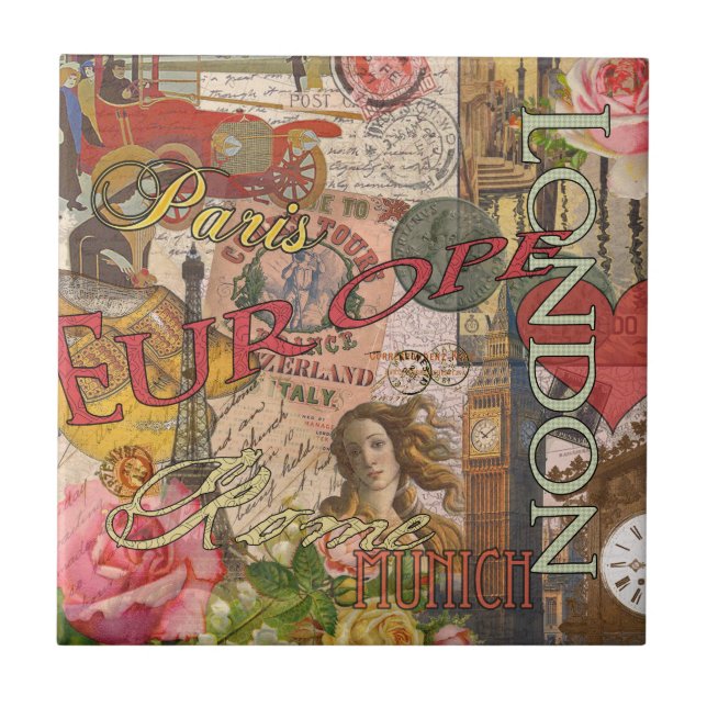 Azulejo De Cerámica Europa Viaja Viajes Viajes Viajes Europa París Fra (Frente)