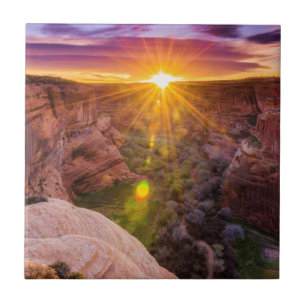 Azulejo De Cerámica Explosión de sol en Canyon de Chelly, AZ
