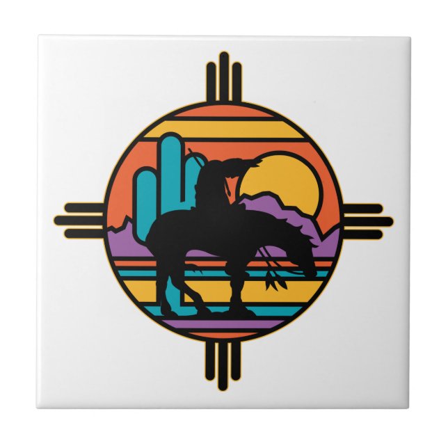 Azulejo De Cerámica Extremo del indio del nativo americano del rastro (Frente)