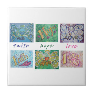 Azulejo De Cerámica Faith Hope Love Angel Word Tile Gift