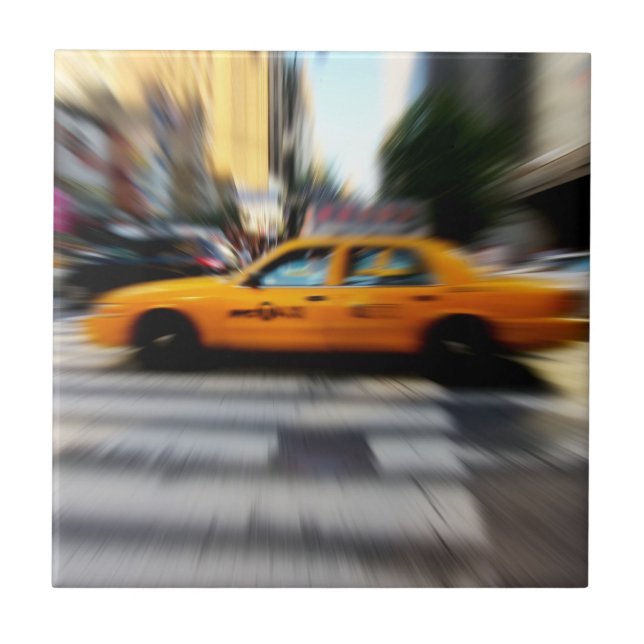 Azulejo De Cerámica Falta de definición amarilla del taxi de NYC (Frente)