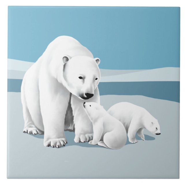 Azulejo De Cerámica Familia Oso Polar (Frente)