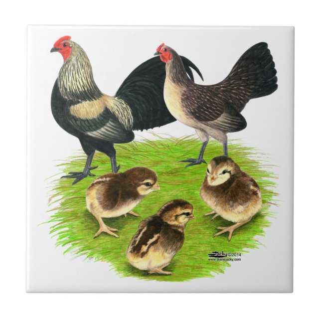 Azulejo De Cerámica Familia pequena inglesa vieja de la parte posterio (Frente)