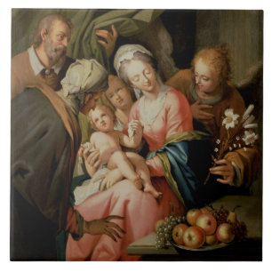 Azulejo De Cerámica Familia santa con St Anne