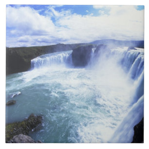Azulejo De Cerámica Famoso Jodafoss cae en el norte de Islandia centra
