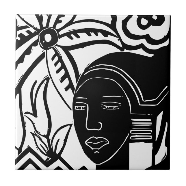 Azulejo De Cerámica Fantasía africana (Frente)