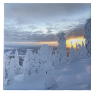 Azulejo De Cerámica Fantasmas de nieve al atardecer en Whitefish Mount