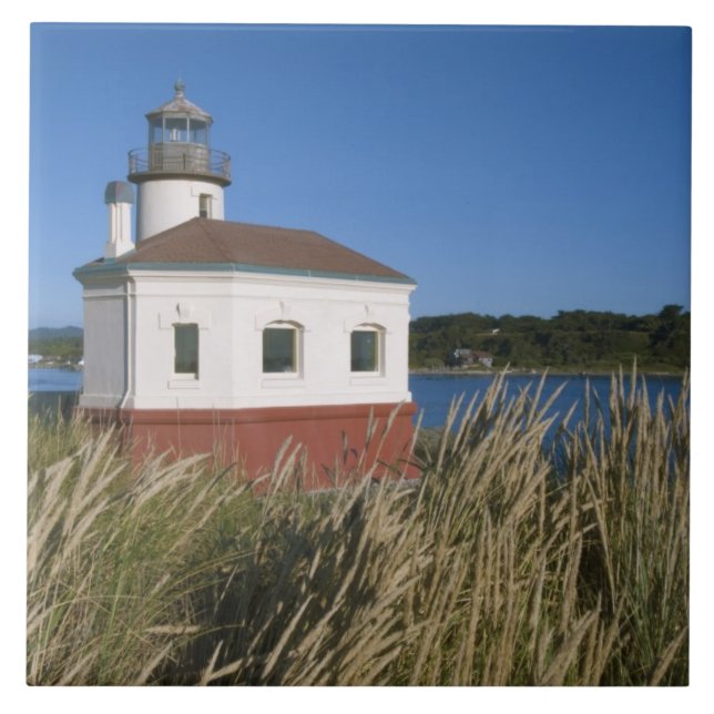 Azulejo De Cerámica Faro del río Coquille, Oregón, EE. UU. (Frente)
